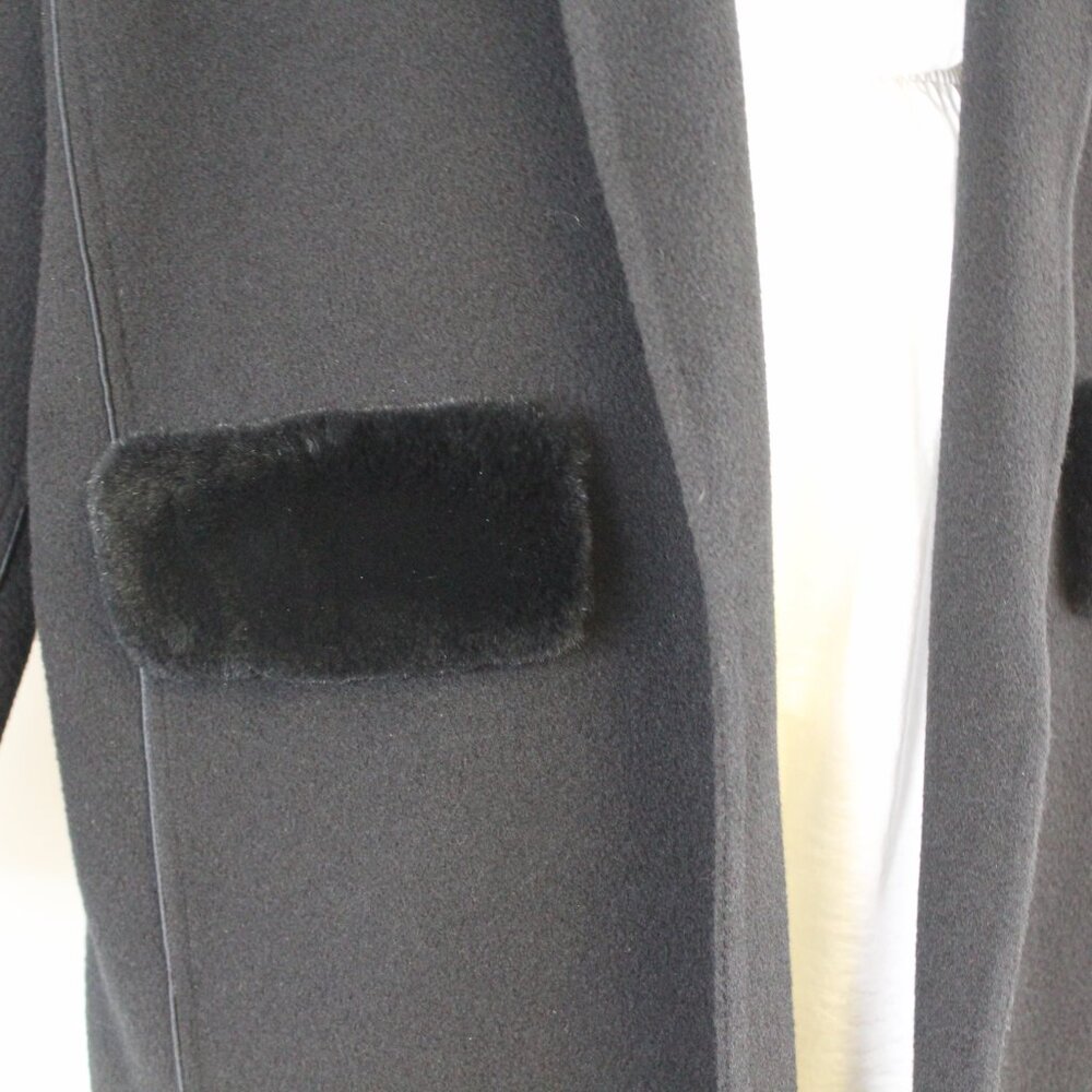 Lafayette 148 Black Cashmere & Rabbit Fur Coat – NWOT Women’s Large Quiet Luxury - Picture 3 of 14